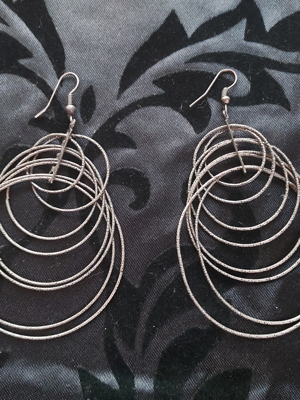 Layered Silver-Tone Multi Hoop Dangle Earrings
